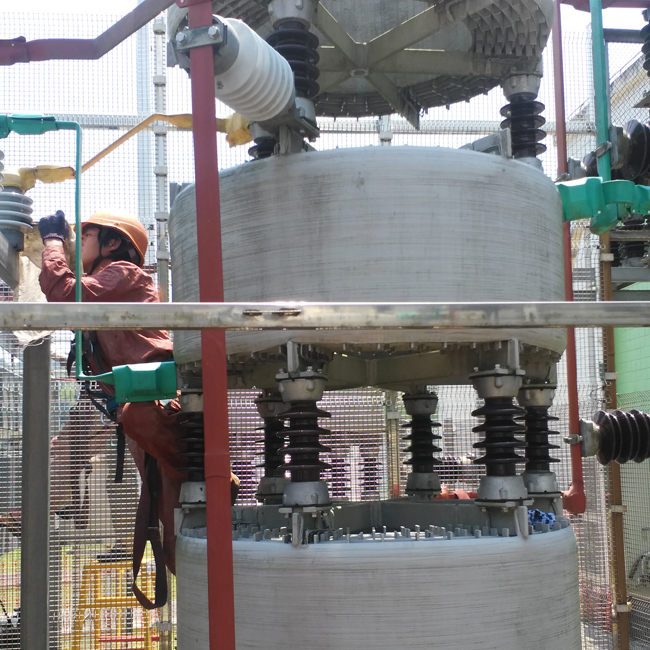 龍巖220kV赤水變電站10kV電容器Ⅰ、Ⅲ組支柱瓷瓶，全封閉干式放電線圈，串聯(lián)電抗器-（透明防污閃涂料）